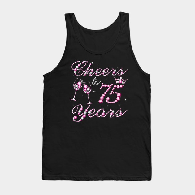 Cheers To 75 Years 1957 75th Birthday Queen Pink Diamond Tank Top by Cortes1